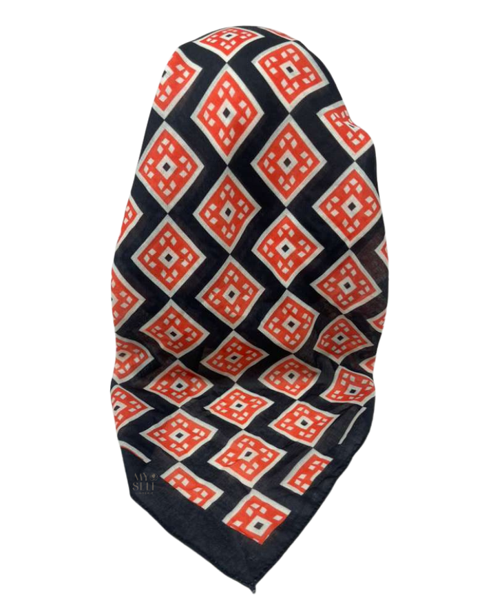 It's Younique OB-SQ-RD Red/White Squares Pre-Tied Open Back Bandanna with Velvet Grip Myselflingerie.com
