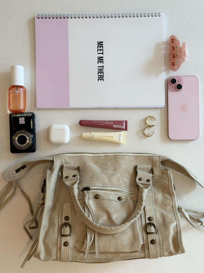 "Izzy" bag beige real leather