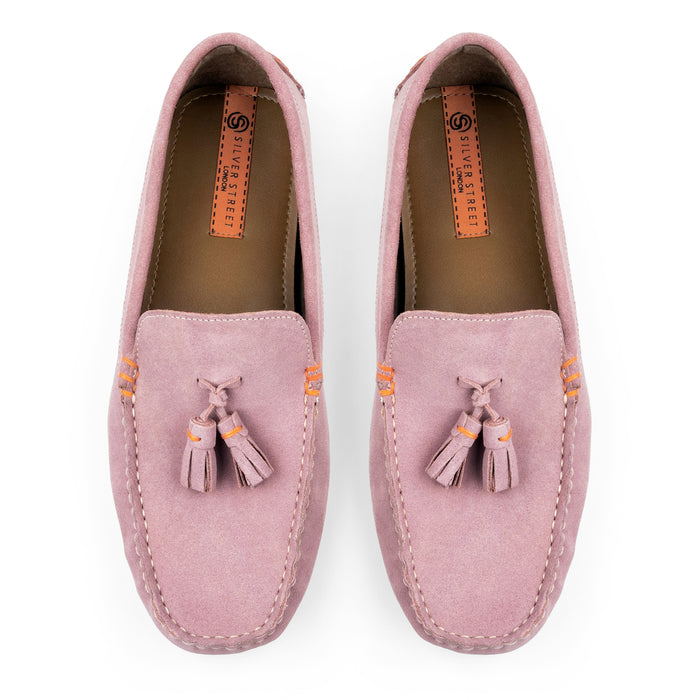 Jackson Suede Leather Driving Loafers - Pink