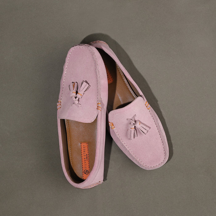 Jackson Suede Leather Driving Loafers - Pink