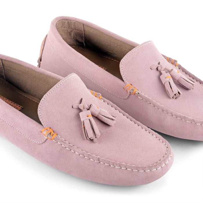 Jackson Suede Leather Driving Loafers - Pink