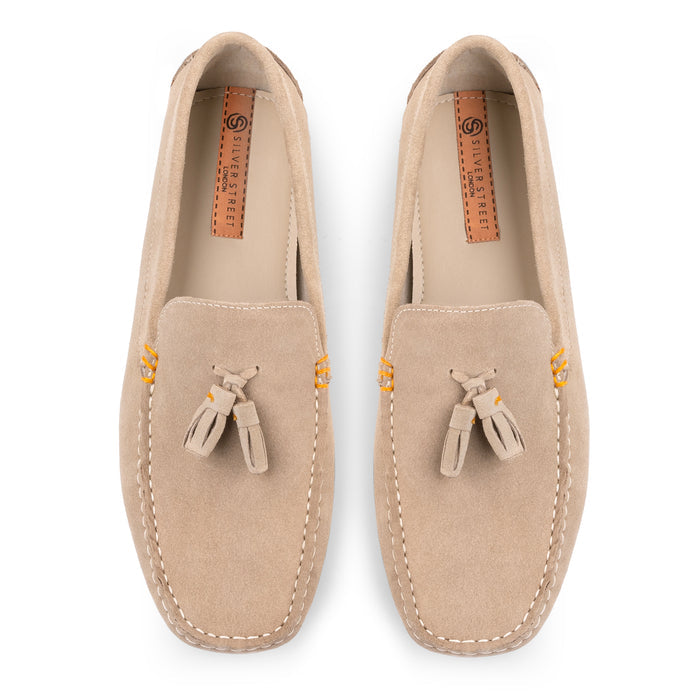 Jackson Suede Leather Driving Loafers - Sand
