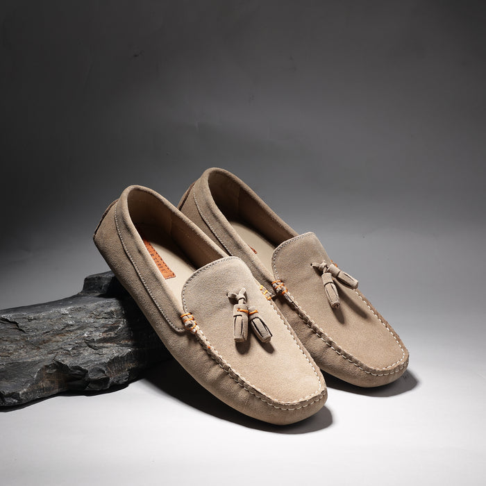 Jackson Suede Leather Driving Loafers - Sand