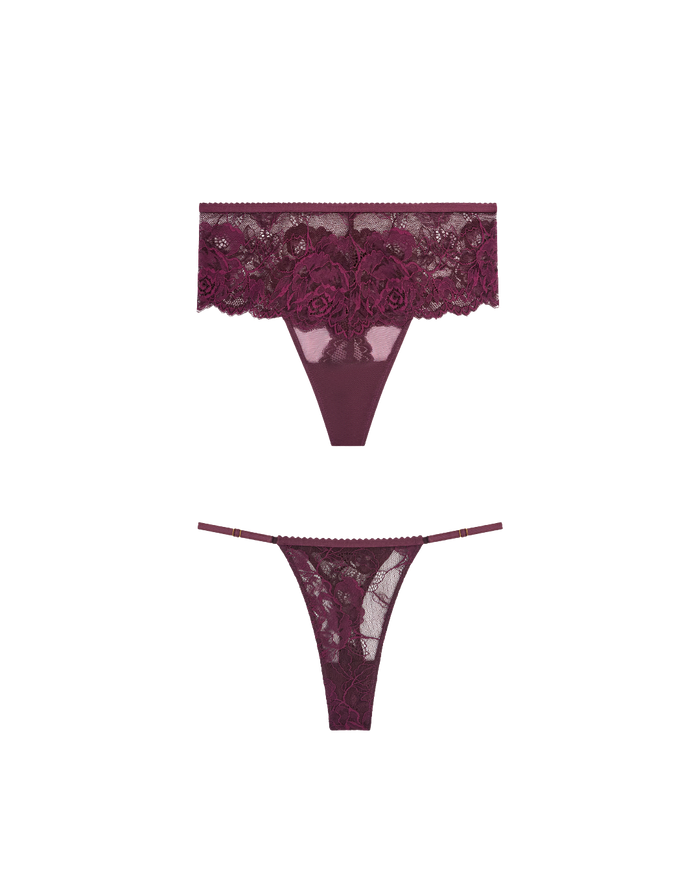 bundel bordeaux broekjes lingerie met gstring en hoge string