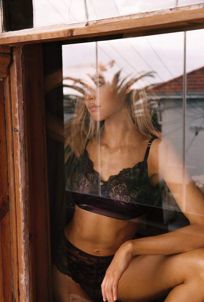 bruin lingerie setje