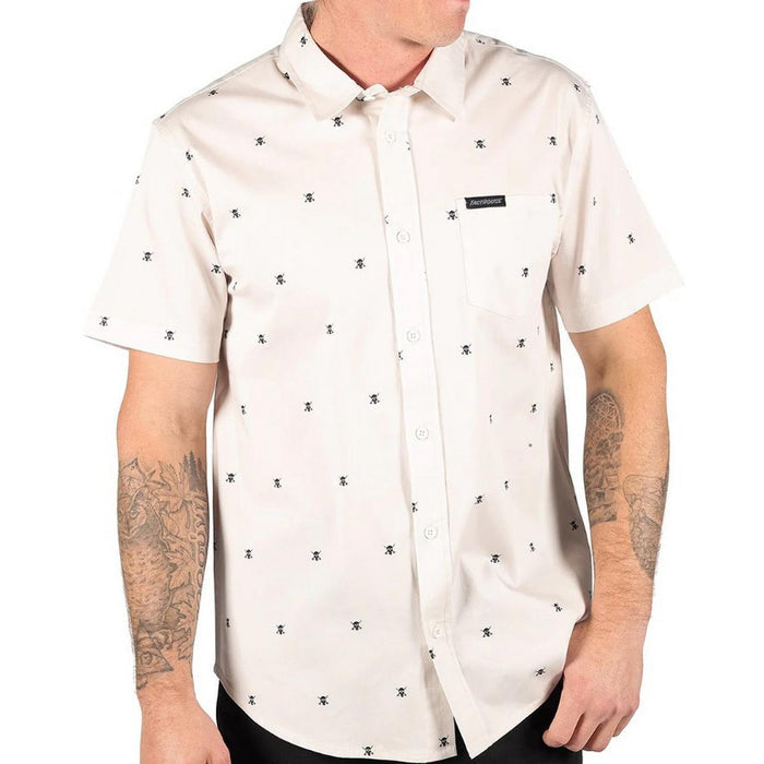 Fasthouse Jasper short sleeve button-up shirt in off-white, additional detail view