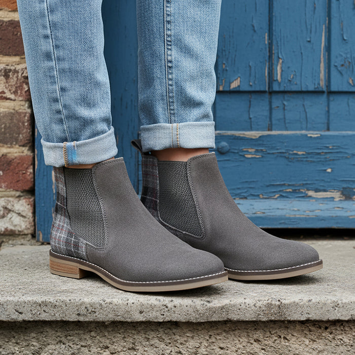 Jenny Suede Leather Chelsea Boots - Grey