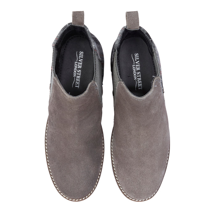 Jenny Suede Leather Chelsea Boots - Grey
