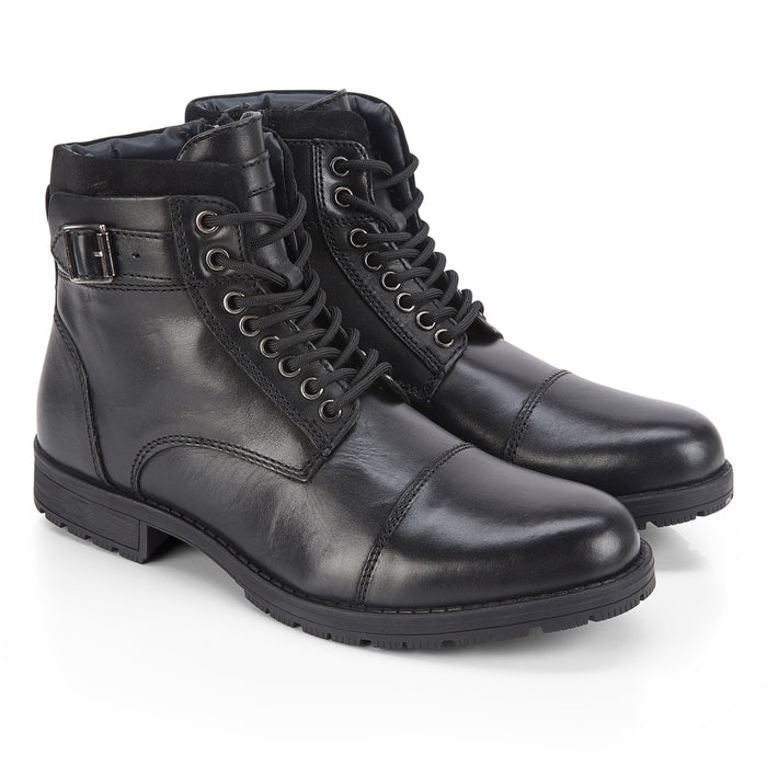 JJ Leather Lace up Boots - Black