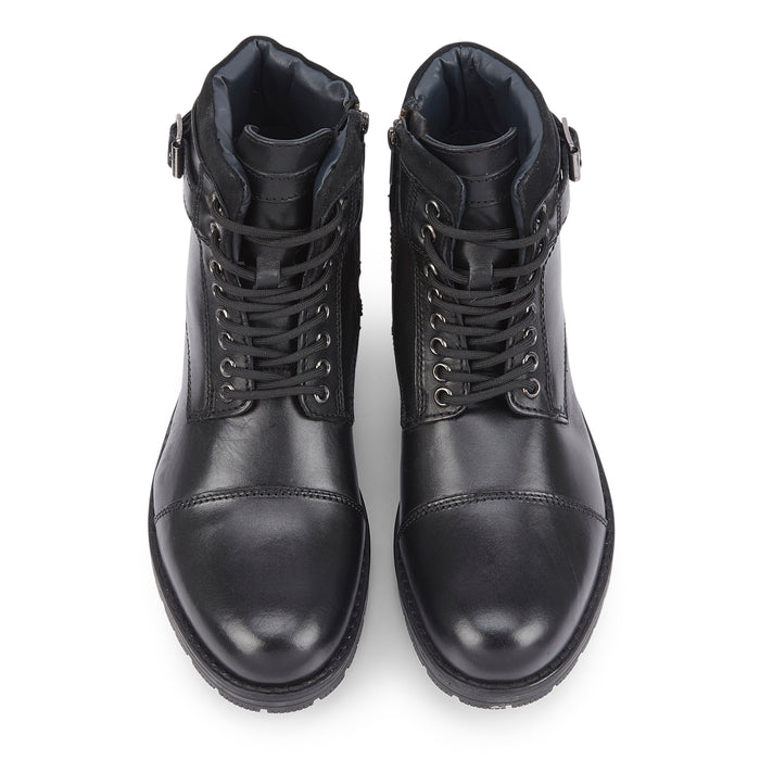 JJ Leather Lace up Boots - Black