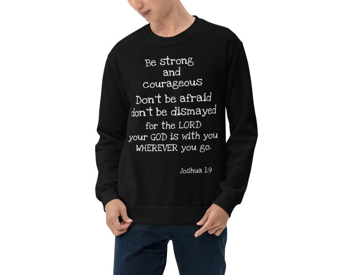Joshua 1:9 Couple Graphic Sweatshirts - Bloom Seventy Seven