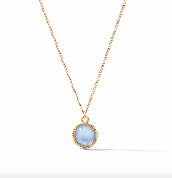 Julie Vos-Fleur-de-Lis Solitaire Necklace-Chalcedony Blue