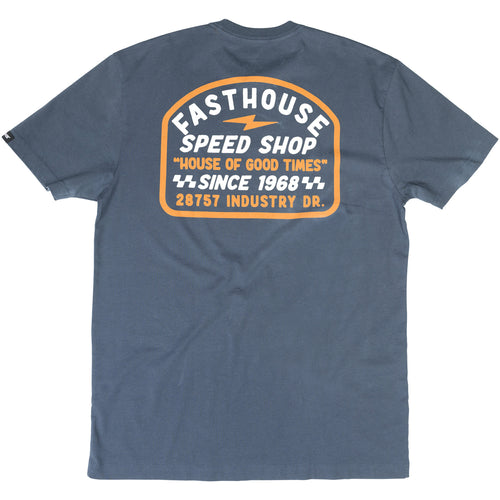 Fasthouse Junction short sleeve tee in indigo, back view of the print