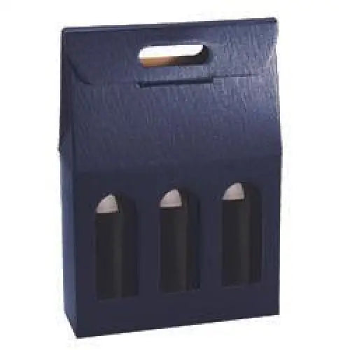 Juta Blue - 3 Bottle Wine Carrier w/ Window - Matte Navy