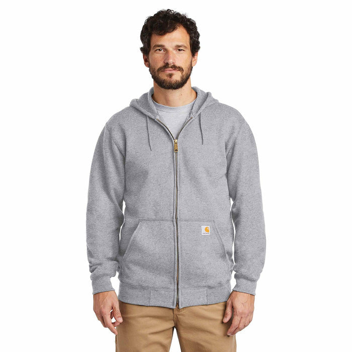 Carhartt K122 midweight full-zip fleece sweatshirt in heather grey, big and tall sizing