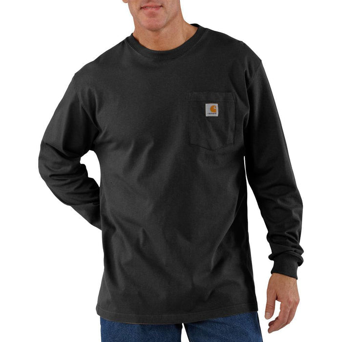 Carhartt K126 loose fit heavyweight long-sleeve pocket t-shirt in black, big and tall sizing
