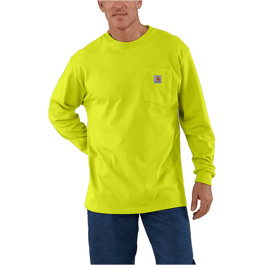 Carhartt K126 loose fit heavyweight long-sleeve pocket t-shirt in high visibility brite lime
