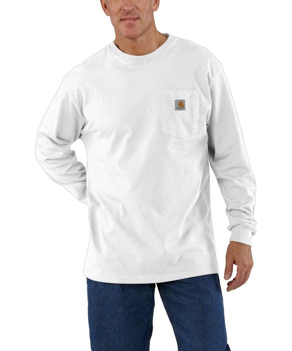 Carhartt K126 heavyweight long-sleeve pocket t-shirt in white, big and tall sizing