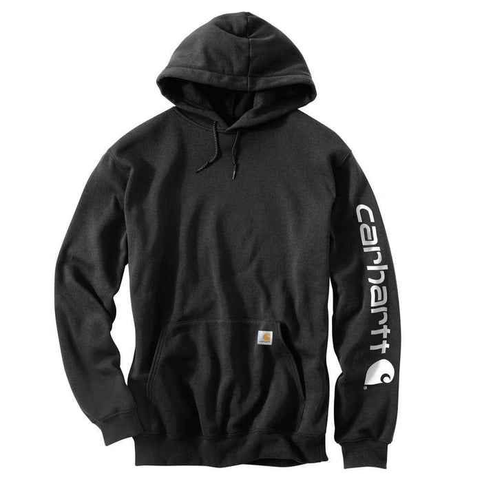 Carhartt K288 loose fit midweight logo sleeve graphic hoodie in black, big and tall sizes available