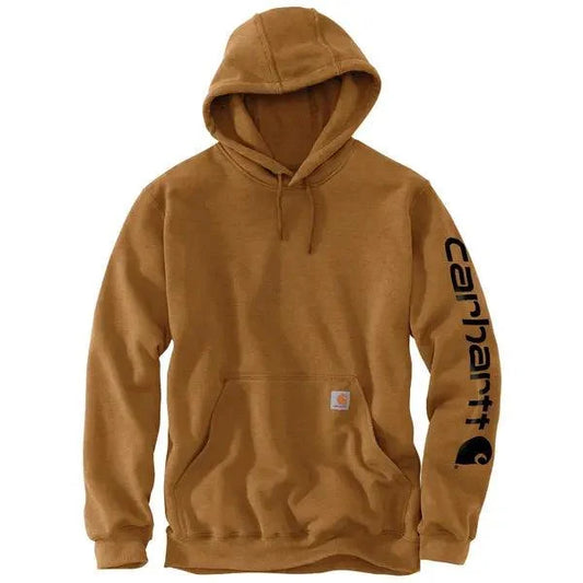 Carhartt K288 loose fit midweight logo sleeve graphic hoodie in Carhartt brown