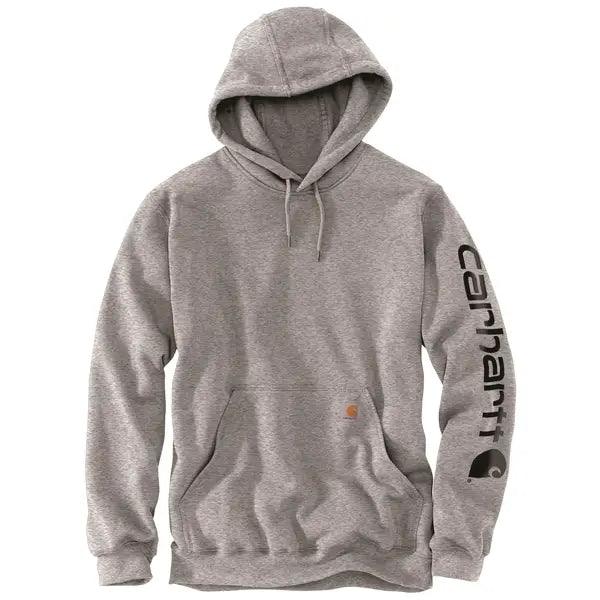 Carhartt K288 loose fit midweight logo sleeve graphic hoodie in heather grey with black logo