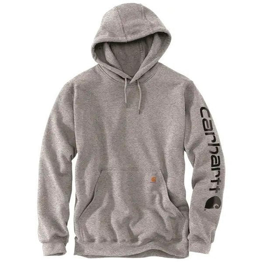 Carhartt K288 loose fit midweight logo sleeve graphic hoodie in heather grey with black logo