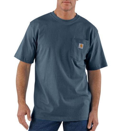 Carhartt K87 heavyweight short-sleeve pocket t-shirt in blue stone, alternate view