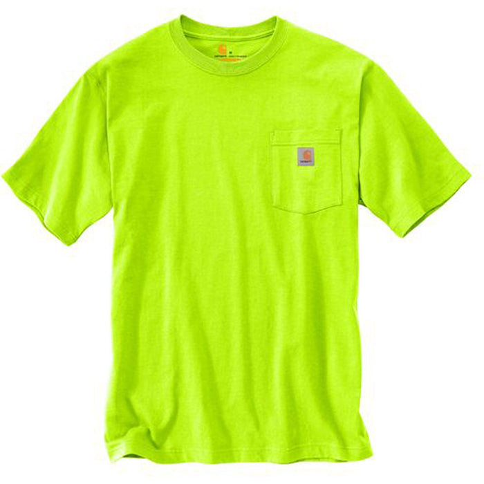 Carhartt K87 high visibility pocket t-shirt in bright lime, front view
