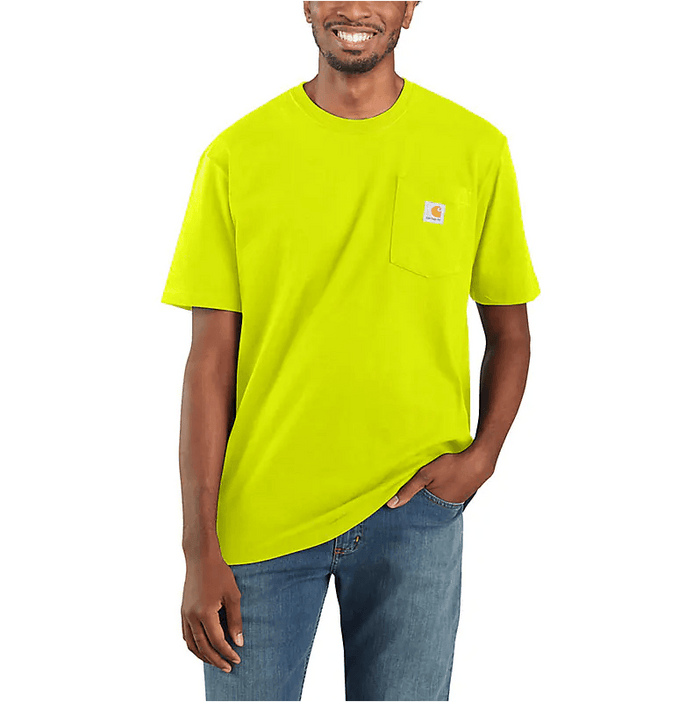 Carhartt K87 loose fit heavyweight high visibility pocket t-shirt in bright lime, sizes to 5XL