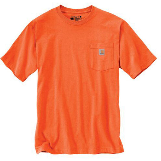 Carhartt K87 high visibility pocket t-shirt in bright orange, front view