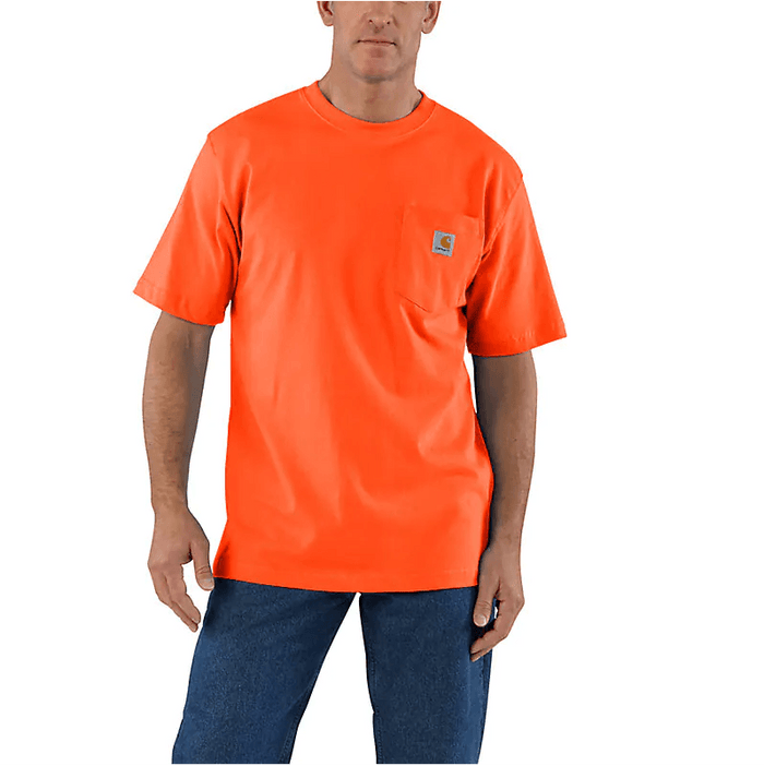 Carhartt K87 loose fit heavyweight high visibility pocket t-shirt in bright orange, big and tall sizing