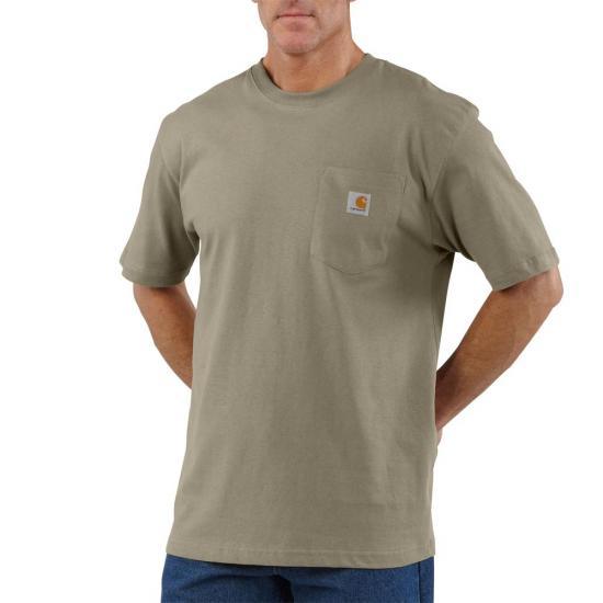 Carhartt K87 heavyweight short-sleeve pocket t-shirt in desert, sizes XS to 5XL