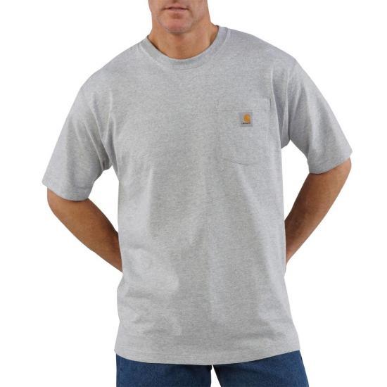 Carhartt K87 heavyweight short-sleeve pocket t-shirt in heather grey, sizes to 5XL