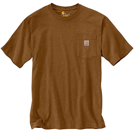 Carhartt K87 loose fit heavyweight pocket t-shirt in oiled walnut heather, sizes to 5XL