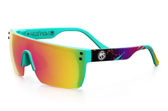 Heat Wave Visual Kids Lazer Face sunglasses in aqua splash print