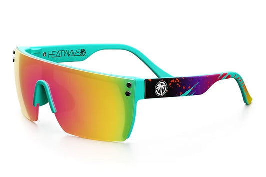 Heat Wave Visual Kids Lazer Face sunglasses in aqua splash print