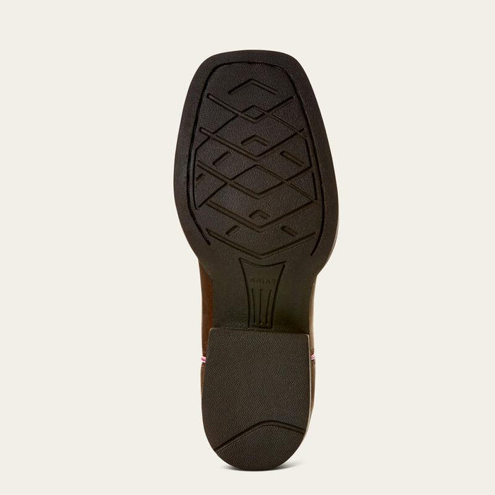 Sole view of the Ariat Kid's Quickdraw VentTEK western boot showing the outsole tread