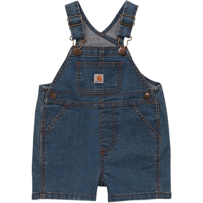 Carhartt kids Rugged Flex denim shortall in medium wash denim