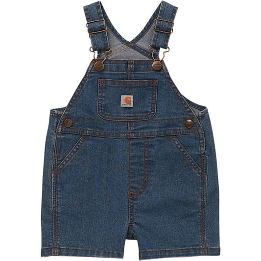 Carhartt kids Rugged Flex denim shortall in medium wash denim