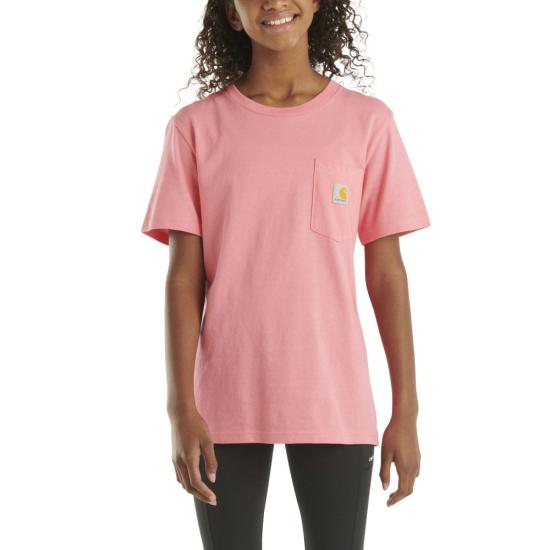 Carhartt kids short-sleeve pocket t-shirt in pink lemonade