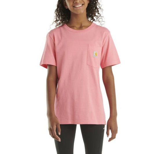 Carhartt kids short-sleeve pocket t-shirt in pink lemonade