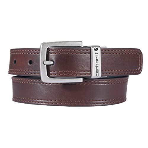 Carhartt kids reversible belt in brown and black vegan leather with rotating buckle