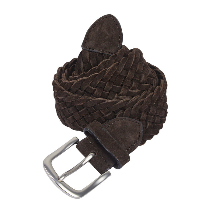 Kingston Suede Leather Woven Belts - Brown