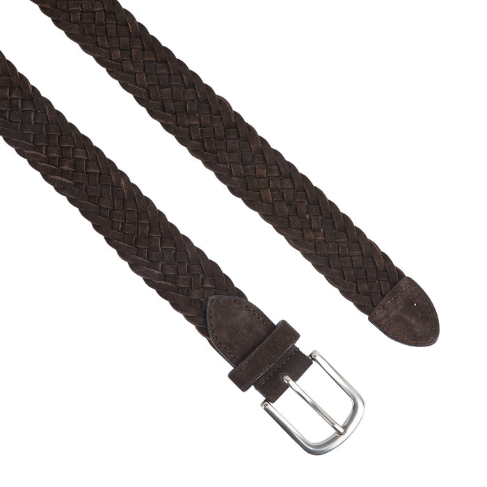 Kingston Suede Leather Woven Belts - Brown