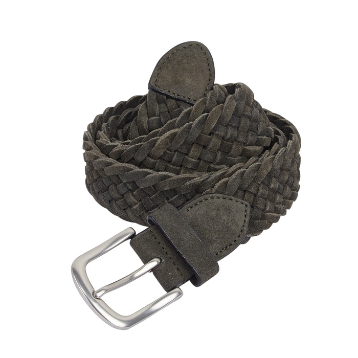 Kingston Suede Leather Woven Belts - Khaki