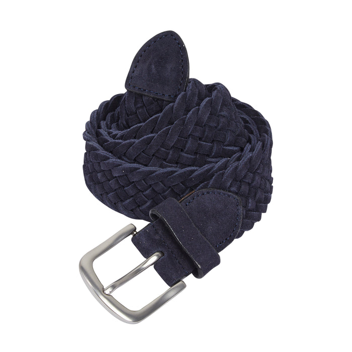 Kingston Suede Leather Woven Belts - Navy