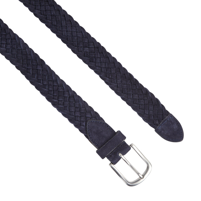 Kingston Suede Leather Woven Belts - Navy