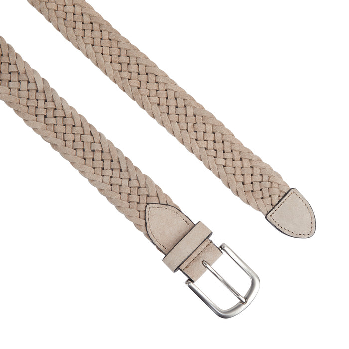 Kingston Suede Leather Woven Belts - Sand