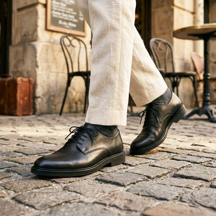 Knighton Leather Derby Shoes - Black