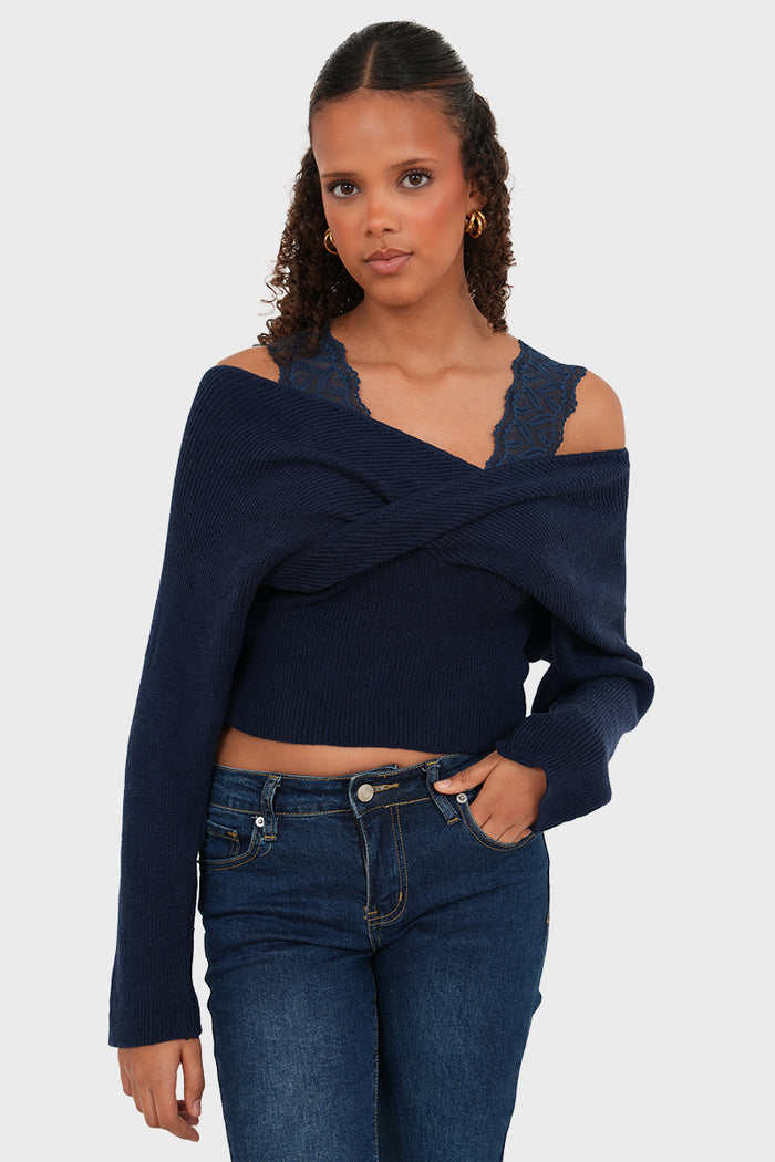"Lace" sweater navy